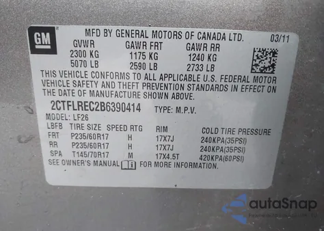 2011 GMC Terrain Sle-1 z USA, uszkodzony, nr VIN 2CTFLREC2B6390414